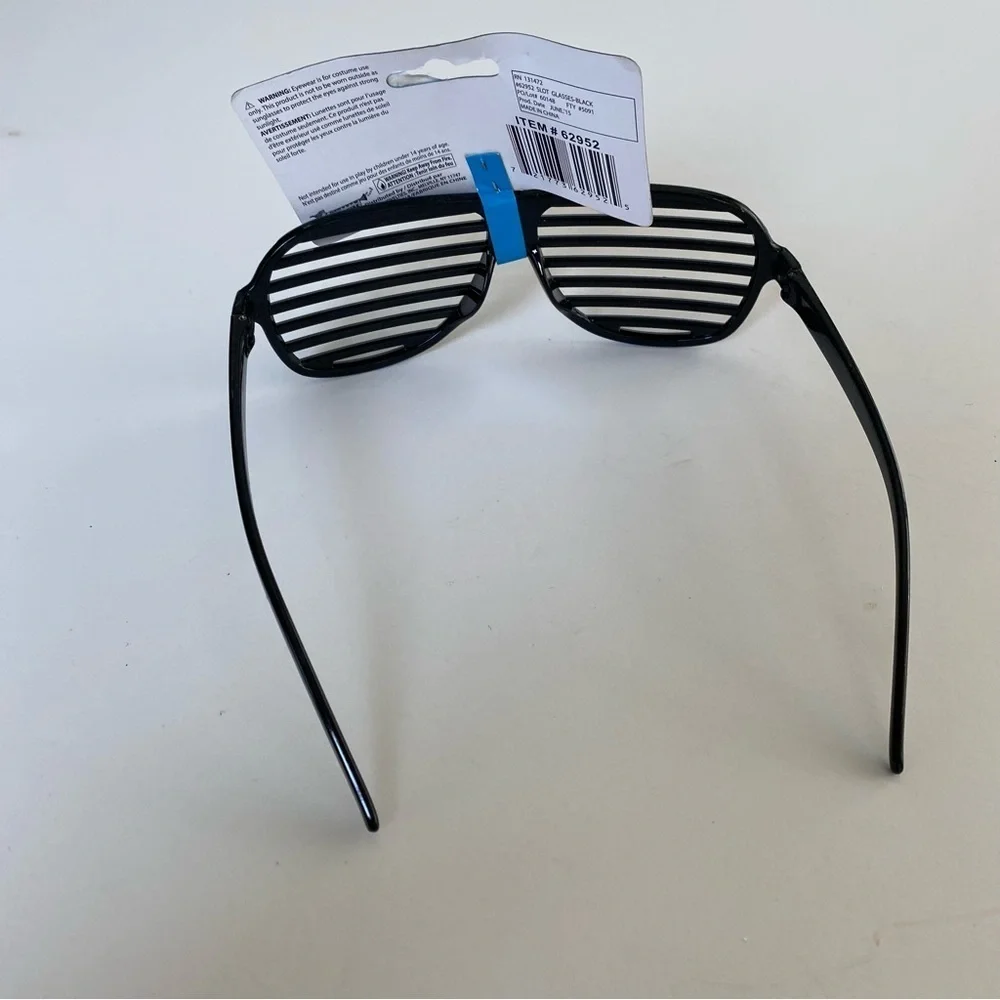 NWT Slotted Glasses Black Fun Fashion Party Celebration Halloween Costume